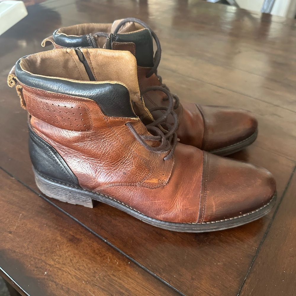 Aldo Two-Tone Aldo Dillina men's brown leather dress boots size 12